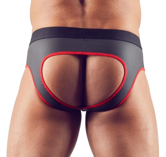 Svenjoyment - Seksowne Jockstrap Otwarte Z Tyłu I Zamkiem Na Penisa Czarno/Czerwone L